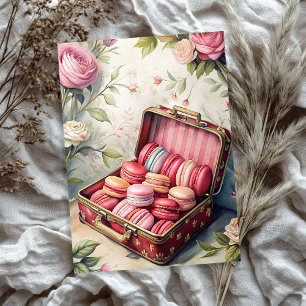 Shabby chic  geschenkdoos met Franse macarons Tissuepapier