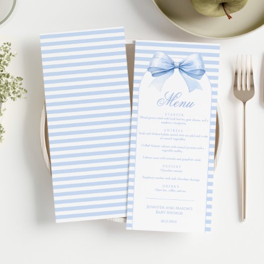 Shabby Chic Gestreepte Arch Bow Baby Boy Shower Menu