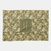 Shabby Chic Gift Personalized Gold Floral Towel  Theedoek (Horizontaal)
