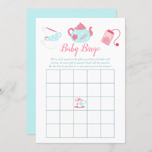 Shabby-Chic Girl Baby shower Tea Party Bingo Kaart