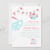 Shabby-Chic Girl Baby shower Tea Party Invitation Kaart (Voorkant)