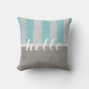 shabby chic gooit kussen grijs en blauwgroen met h
