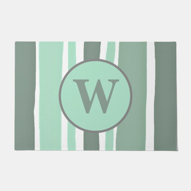 Shabby Chic Green Stripe Deurmat (Voorkant)