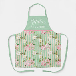 Shabby Chic Green White Stripes and Floral Schort