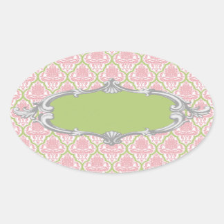 Shabby Chic Groen  Label Roze Groen Damast