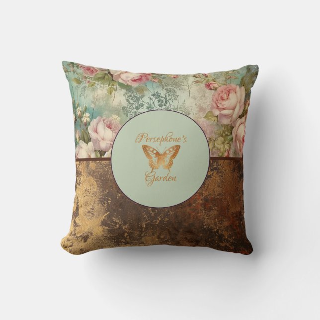 Shabby chic grunge stijl bloemen kussen (Voorkant)