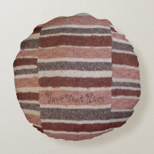 shabby chic hand brei bruin met strips rond kussen
