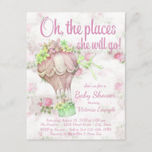 Shabby Chic Hot Air Ballon Baby shower Kaart
