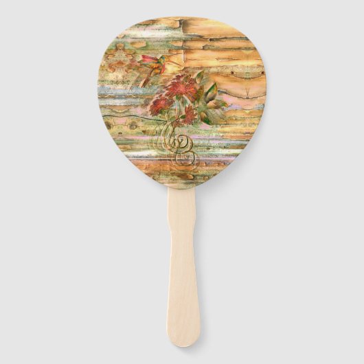 Shabby Chic Hummingbird Flight Handwaaier (Voorkant)