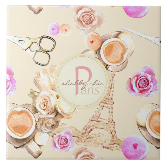 Shabby Chic in  Parijs Tegeltje (Voorkant)