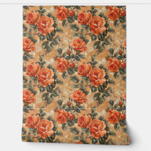 shabby chic koperen sinaasappel Engelse rozen Behang