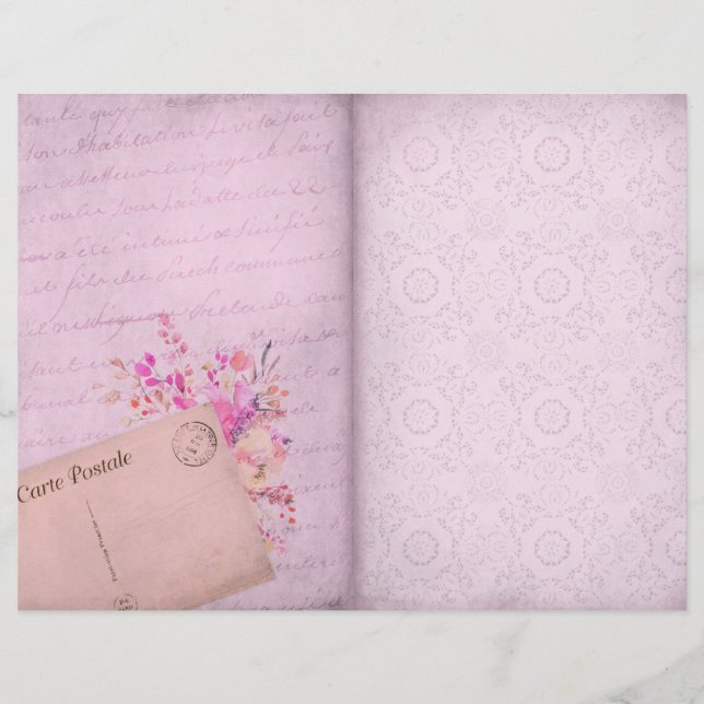 Shabby Chic Lace & Flowers Scrapbook Paper (Voorkant)