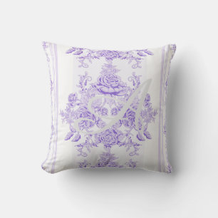 Shabby chic,lavender,toile,pattern,floral,Victoria Kussen