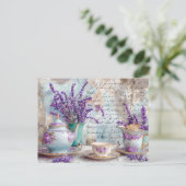 shabby chic Lavender with Classic Tea Service Briefkaart (Staand voorkant)