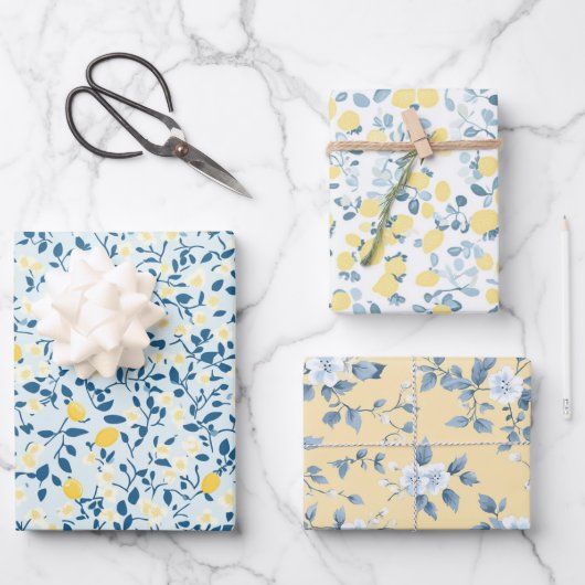 Shabby Chic Lemon Blossom Wrapping Paper (Voorkant)