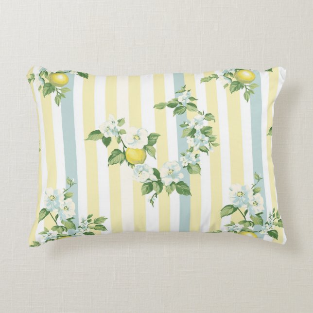 Shabby Chic Lemon Floral Series Design #11 Accent Kussen (Voorkant)