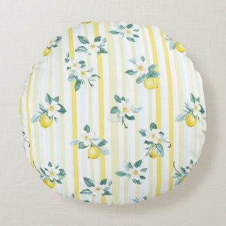 Shabby Chic Lemon Floral Series Design #12 Rond Kussen