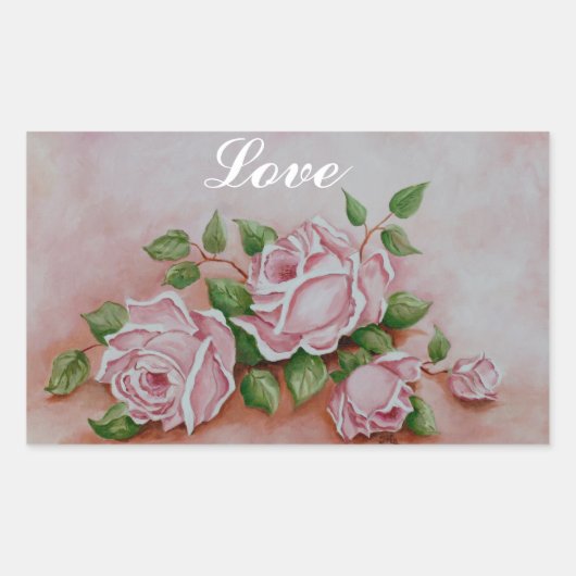 Shabby Chic Liefde Roze Rozen Stickers (Voorkant)