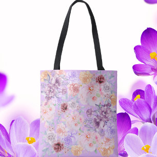 Shabby Chic Lila Bloemenboeket Draagtas