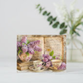 Shabby chic Lilac Bunch in an Antique Coffee Pot Briefkaart (Staand voorkant)