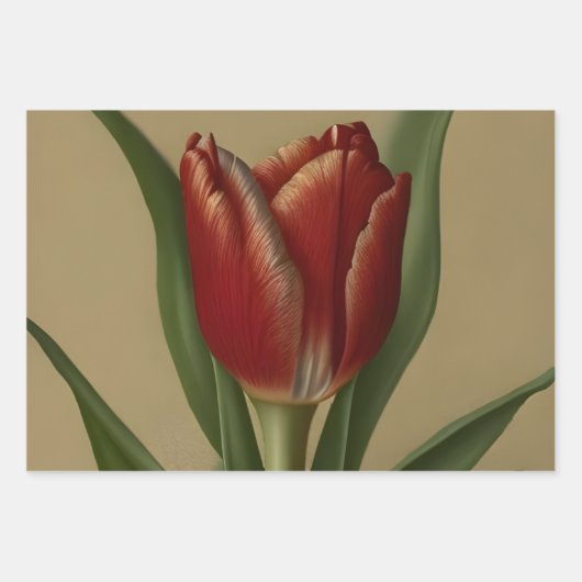Shabby Chic Lovely Red Tulip Inpakpapier Vel (Voorkant)