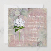 Shabby Chic Mason Jar & Hydrangea Baby shower Kaart (Achterkant)