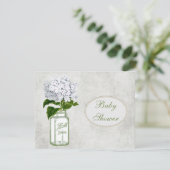Shabby Chic Mason Jar & Hydrangea Baby shower Kaart (Staand voorkant)