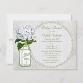 Shabby Chic Mason Jar & Hydrangea Baby shower Kaart (Achterkant)