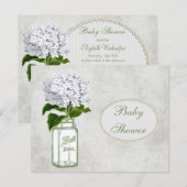 Shabby Chic Mason Jar & Hydrangea Baby shower Kaart (Voorkant / Achterkant)
