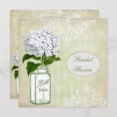 Shabby Chic Mason Jar & Hydrangea Vrijgezellenfees Kaart (Voorkant / Achterkant)