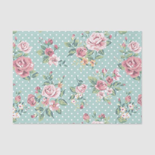 shabby chic mint polka stip roze wit meisje tissuepapier (Voorkant)