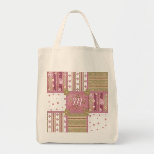 Shabby Chic Monogram Patchwork Canvas tas (Voorkant)