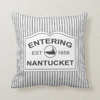 Shabby Chic Nantucket Welcome Sign Black & White Kussen