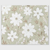 Shabby Chic Natuursteen Retro Daisy Patterned Cadeaupapier (Vlak)