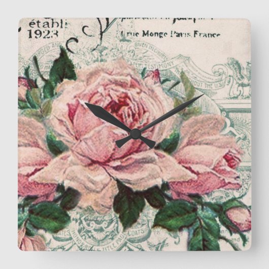 shabby chic , ontkoppeling , Victoriaans , frans c Vierkante Klok (Voorkant)