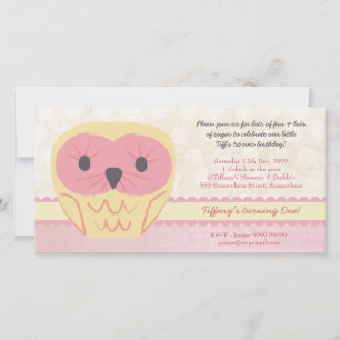 Shabby Chic Owl 1er anniversaire Invitation de fêt