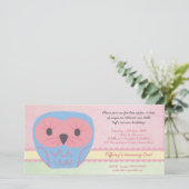 Shabby Chic Owl 1er anniversaire Invitation de fêt (Debout devant)