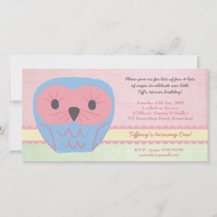 Shabby Chic Owl 1er anniversaire Invitation de fêt