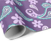 Shabby Chic Paars en blue Paisley Pattern Cadeaupapier (Rol Hoek)