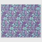 Shabby Chic Paars en Light Blue Paisley Pattern Cadeaupapier (Vlak)