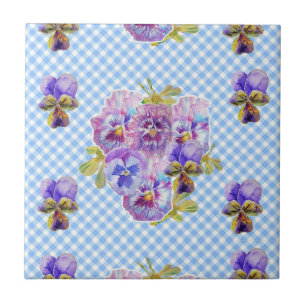 Shabby Chic Paars Pansy art floral Ceramic Tile Tegeltje