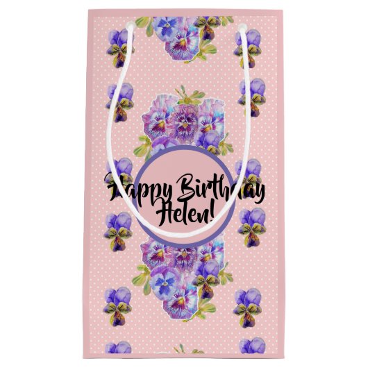 Shabby Chic Pansy bloemen Floral Gift Bag Klein Cadeauzakje (Voorkant)