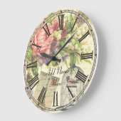 Shabby Chic Paris Kitchen Horloge ajouter le nom p (Angle)