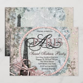  Shabby Chic Paris Sweet 16 Party Kaart (Voorkant / Achterkant)