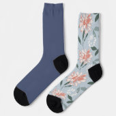 Shabby Chic Pastel Blauw Bloemen Odd Mismatch Sokk Sokken (Links)