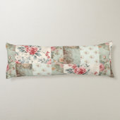  Shabby Chic Pastel Groene Bloemen Patchwork Lichaamskussen (Achterkant)