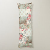  Shabby Chic Pastel Groene Bloemen Patchwork Lichaamskussen (Achterkant (Verticaal))