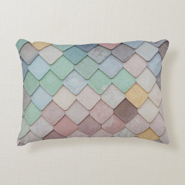 Shabby Chic Pastel Tegels Manchetknopen Accent Kussen (Voorkant)