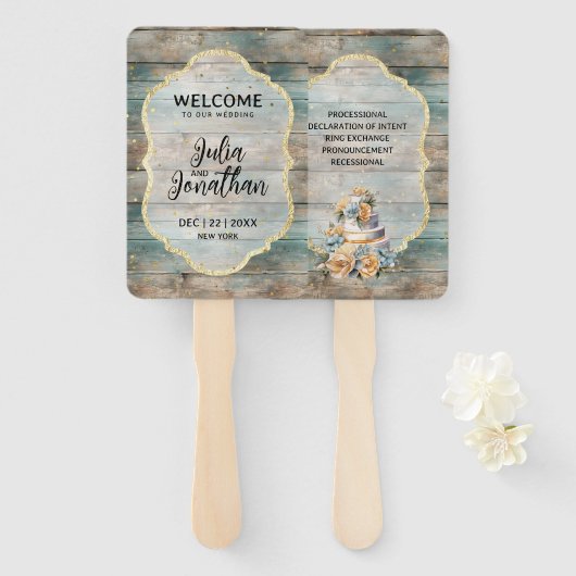 Shabby Chic Pastel Wood Handwaaier (Voorkant en achterkant)