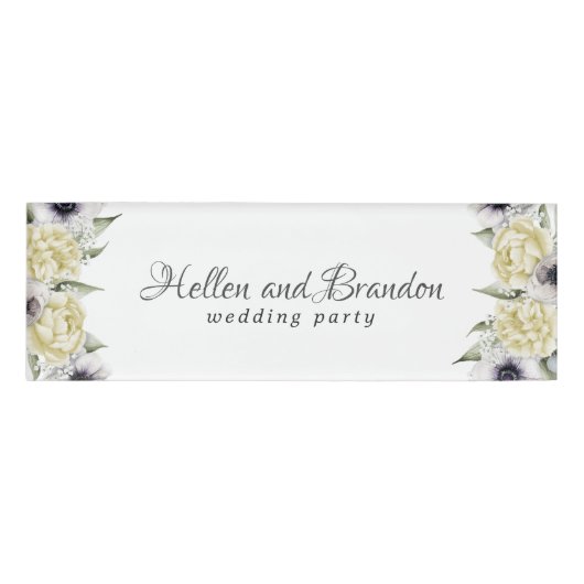 Shabby-chic pastelbloemen lijst naambadge (Voorkant)